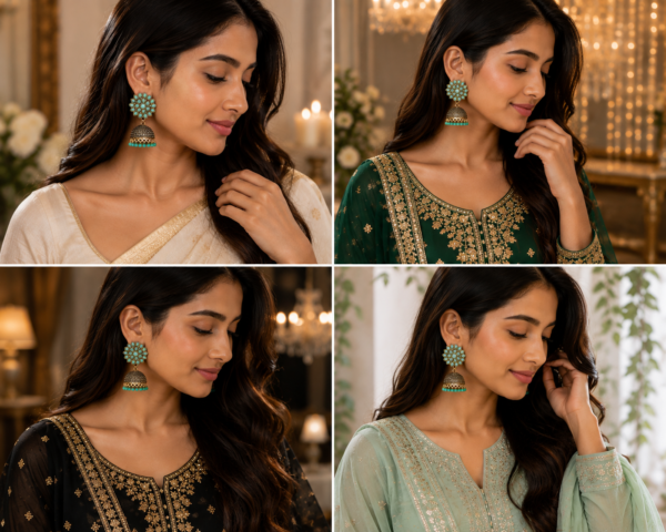 Mint Royale Floral Jhumka Earrings