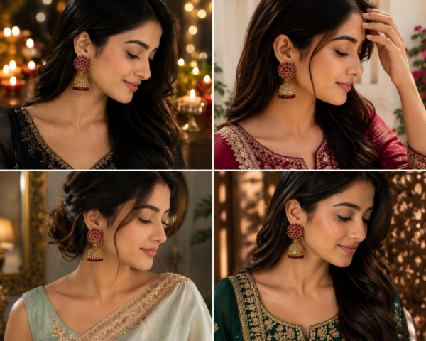 Mint Royale Floral Jhumka Earrings