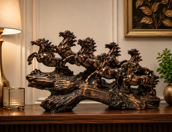 Majestic Seven Horses Running Sculpture