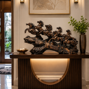Majestic Seven Horses Running Sculpture