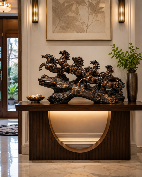 Majestic Seven Horses Running Sculpture