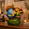 Divine Radha Krishna Peacock Love Sculpture