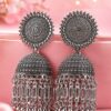 Silver Oxidised Circular/Chakra Statement Jhumkas