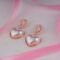 Pearl Heart Rose Gold Drop Earrings