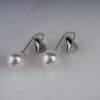 Silver Heart Pearl Drop Earrings