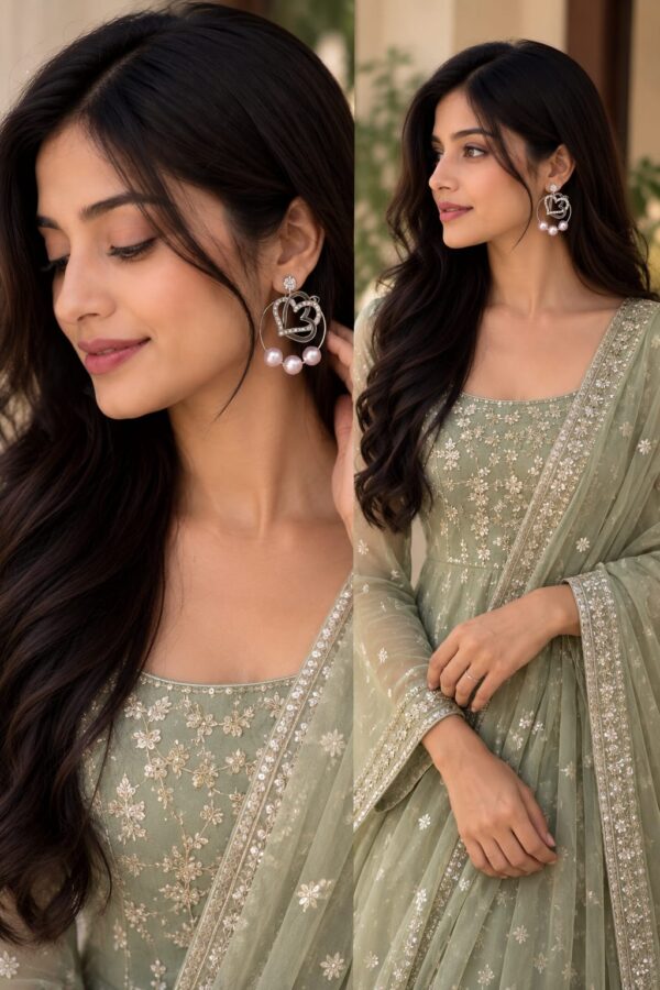 Aaira Pearl Heart Earrings