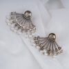 Pearl Arc Oxidised Earrings