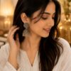 Silver Oxidised Circular/Chakra Statement Jhumkas