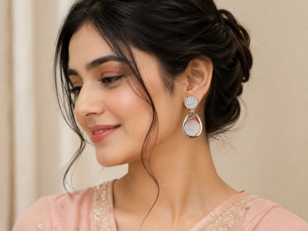 Blush Crystal Teardrop Earring