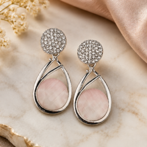 flower ear rings Blush Crystal Teardrop Earring
