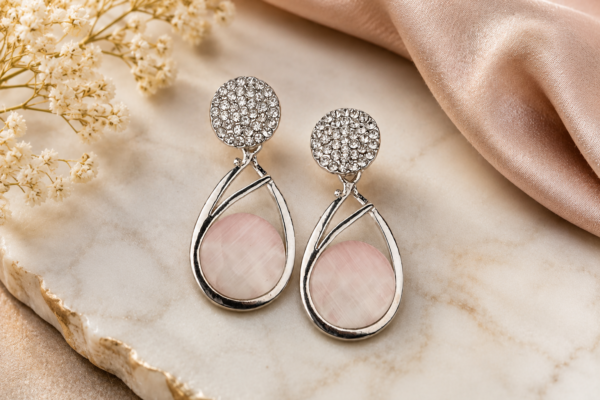 Blush Crystal Teardrop Earring