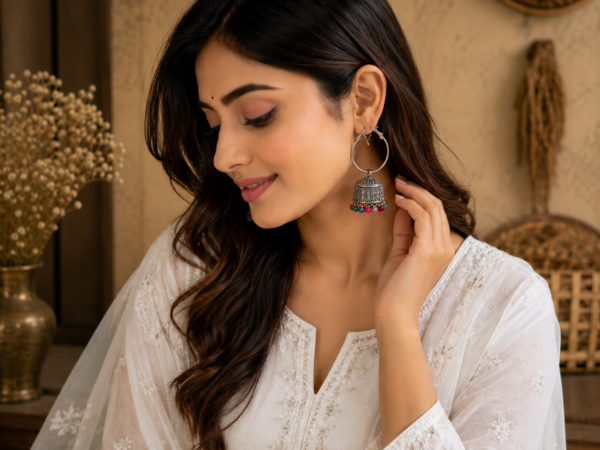 Rangrez Oxidised Silver Jhumka Earrings Combo – Pack of 2 Pairs