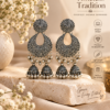 Noorika Oxidised Silver Double Jhumka Earrings