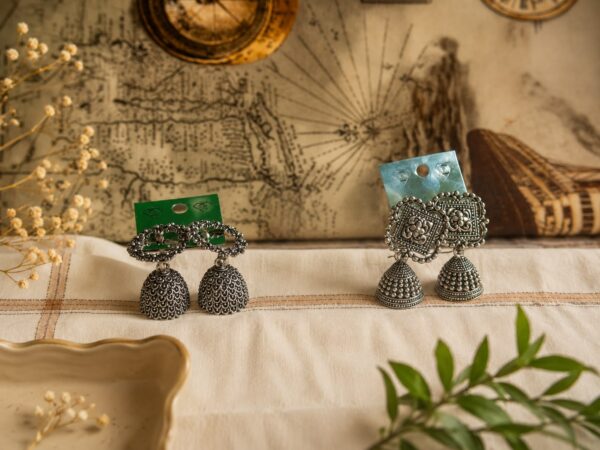 Chandrika & Gulnaar Oxidised Jhumka Earrings Combo – Pack of 2 Pairs
