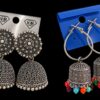 Rangrez Oxidised Silver Jhumka Earrings Combo – Pack of 2 Pairs